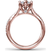 Twisted Split Shank Engagement Ring Setting with Alternating Pavé Diamonds by Fana - 0.19 Carat Total Diamond Weight