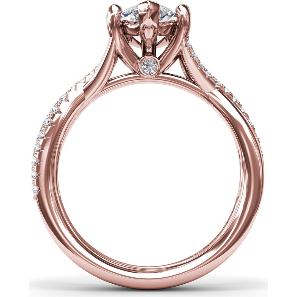 Twisted Split Shank Engagement Ring Setting with Alternating Pavé Diamonds by Fana - 0.19 Carat Total Diamond Weight