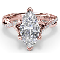 Twisted Split Shank Engagement Ring Setting with Alternating Pavé Diamonds by Fana - 0.19 Carat Total Diamond Weight