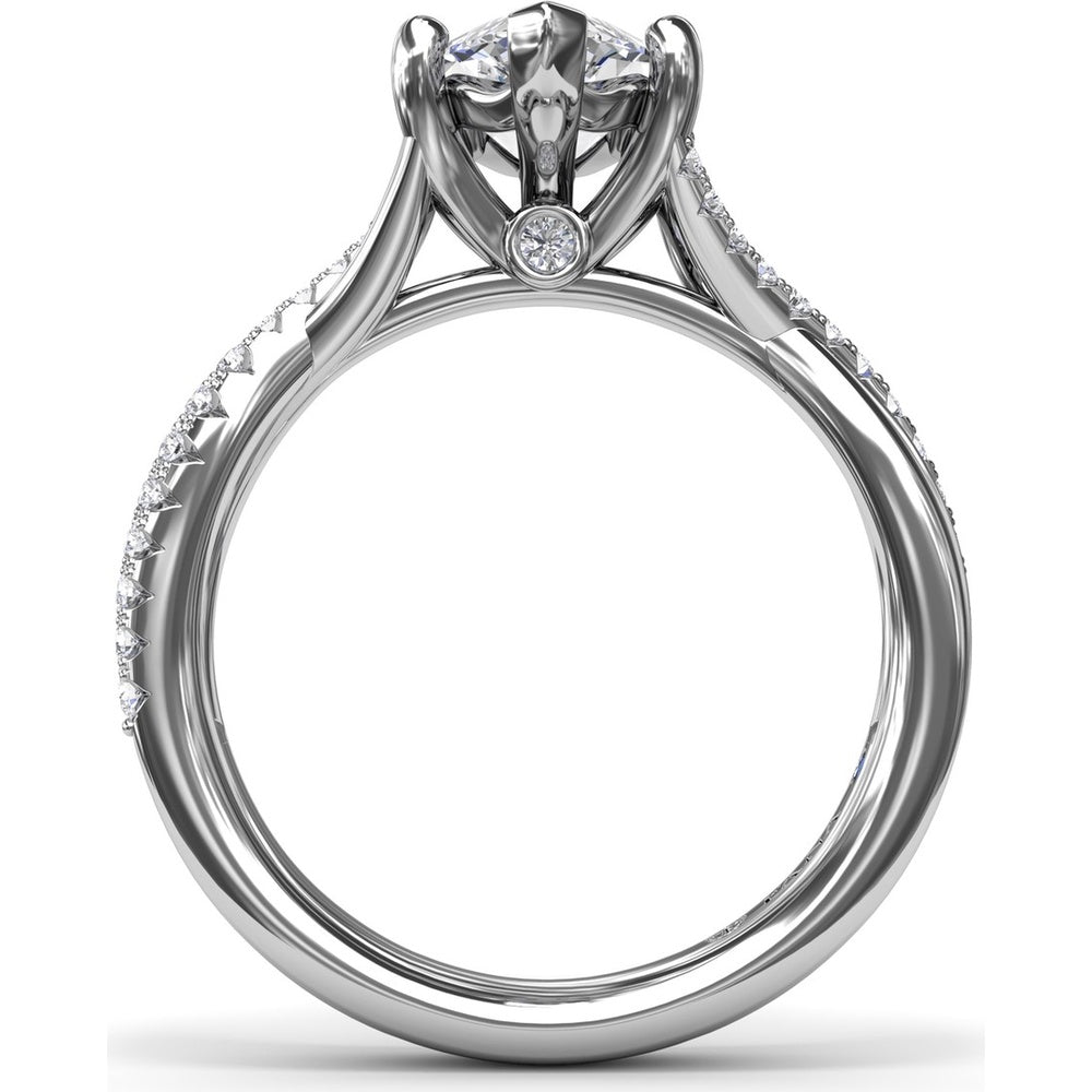 Twisted Split Shank Engagement Ring Setting with Alternating Pavé Diamonds by Fana - 0.19 Carat Total Diamond Weight