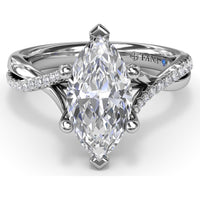Twisted Split Shank Engagement Ring Setting with Alternating Pavé Diamonds by Fana - 0.19 Carat Total Diamond Weight