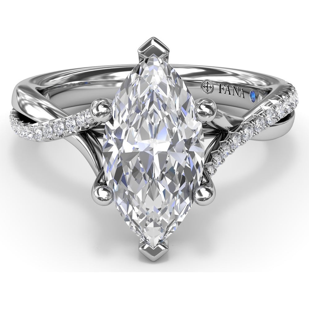 Twisted Split Shank Engagement Ring Setting with Alternating Pavé Diamonds by Fana - 0.19 Carat Total Diamond Weight