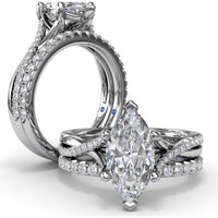 Twisted Split Shank Engagement Ring Setting with Alternating Pavé Diamonds by Fana - 0.19 Carat Total Diamond Weight