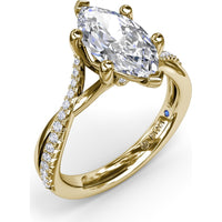 Twisted Split Shank Engagement Ring Setting with Alternating Pavé Diamonds by Fana - 0.19 Carat Total Diamond Weight