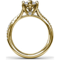 Twisted Split Shank Engagement Ring Setting with Alternating Pavé Diamonds by Fana - 0.19 Carat Total Diamond Weight