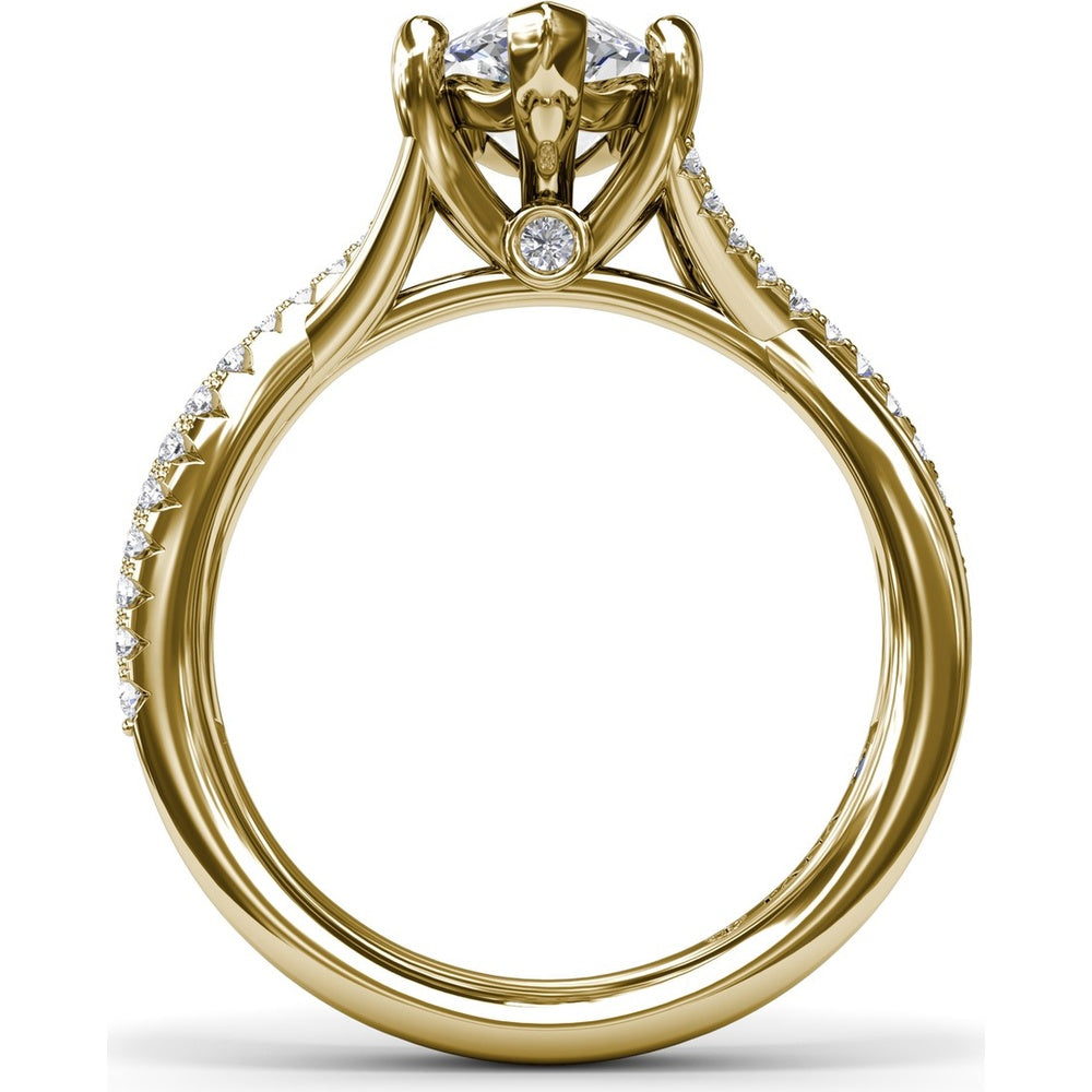 Twisted Split Shank Engagement Ring Setting with Alternating Pavé Diamonds by Fana - 0.19 Carat Total Diamond Weight