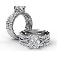 Twisted Split Shank Engagement Ring Setting with Pavé Round Diamonds and Blue Sapphire Accent by Fana - 0.32 Carat Total Diamond Weight