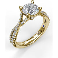 Twisted Split Shank Engagement Ring Setting with Pavé Round Diamonds and Blue Sapphire Accent by Fana - 0.32 Carat Total Diamond Weight