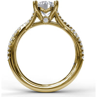 Twisted Split Shank Engagement Ring Setting with Pavé Round Diamonds and Blue Sapphire Accent by Fana - 0.32 Carat Total Diamond Weight
