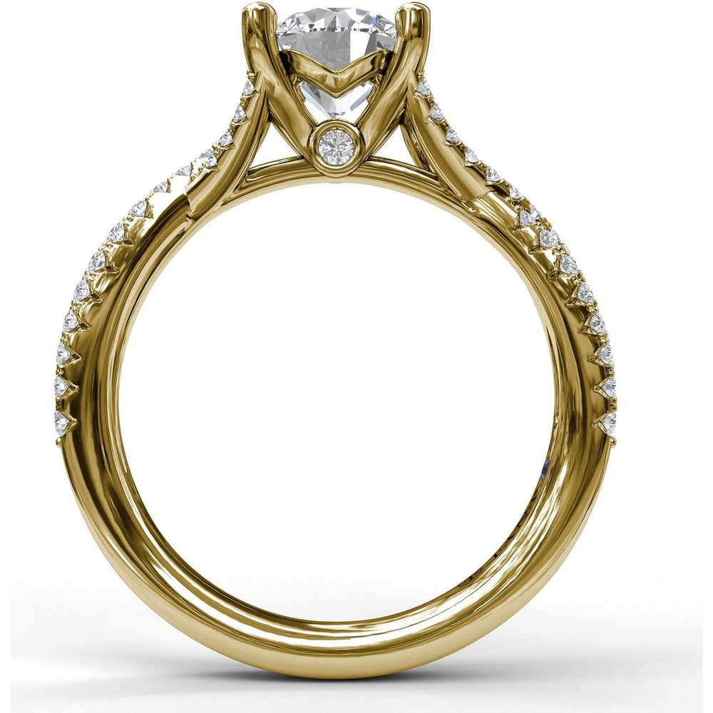 Twisted Split Shank Engagement Ring Setting with Pavé Round Diamonds and Blue Sapphire Accent by Fana - 0.32 Carat Total Diamond Weight