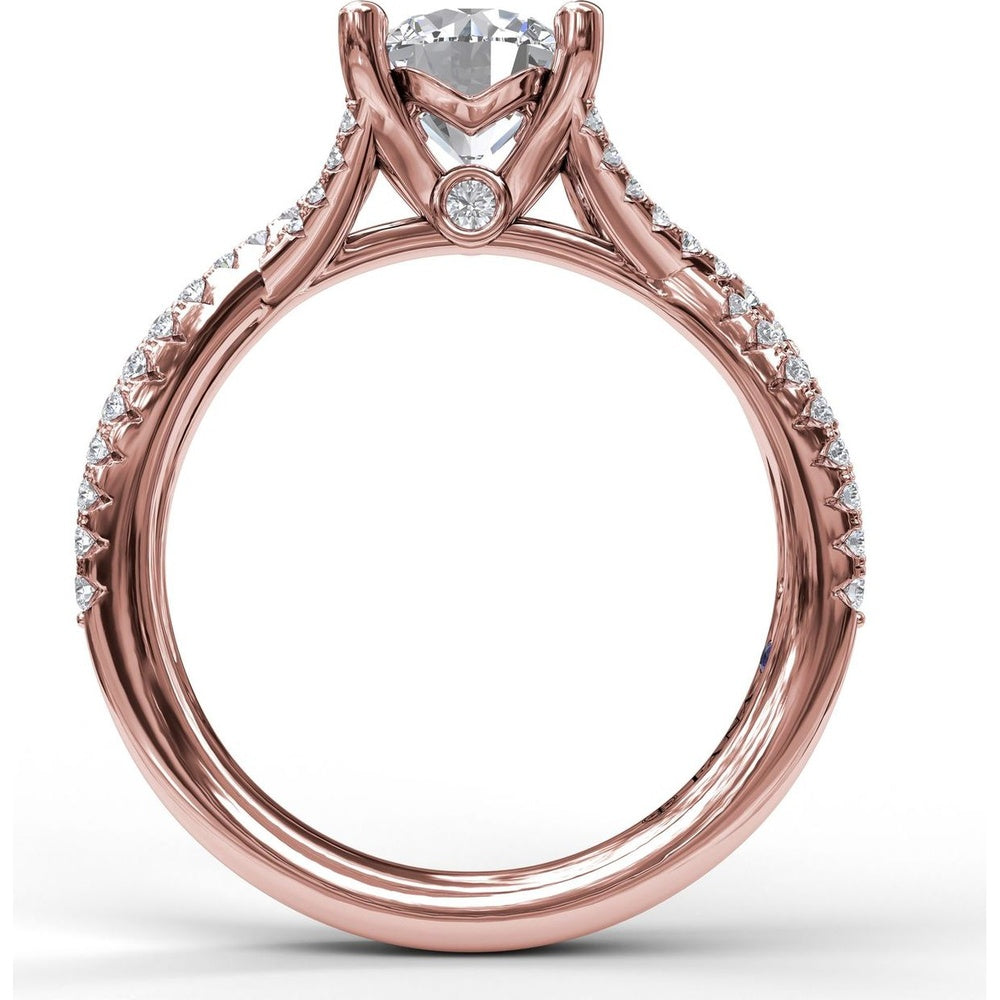 Twisted Split Shank Engagement Ring Setting with Pavé Round Diamonds and Blue Sapphire Accent by Fana - 0.32 Carat Total Diamond Weight