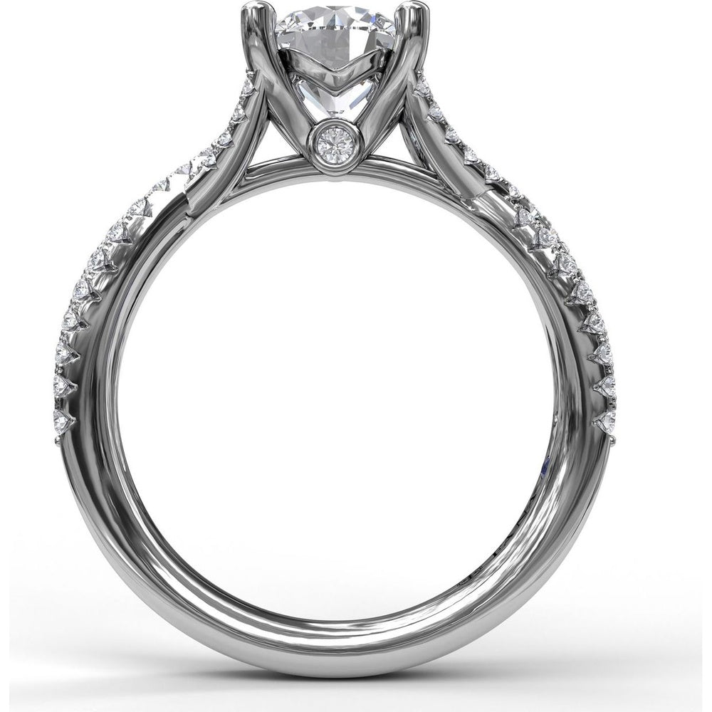 Twisted Split Shank Engagement Ring Setting with Pavé Round Diamonds and Blue Sapphire Accent by Fana - 0.32 Carat Total Diamond Weight