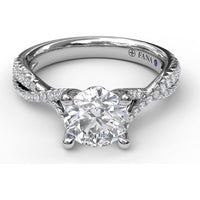 Twisted Split Shank Engagement Ring Setting with Pavé Round Diamonds and Blue Sapphire Accent by Fana - 0.32 Carat Total Diamond Weight