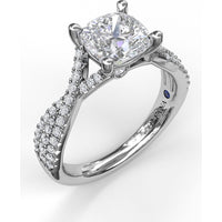 Twisted Split Shank Engagement Ring Setting with Pavé Set Round Diamonds by Fana - 0.40 Carat Total Diamond Weight