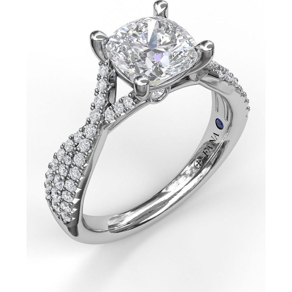 Twisted Split Shank Engagement Ring Setting with Pavé Set Round Diamonds by Fana - 0.40 Carat Total Diamond Weight