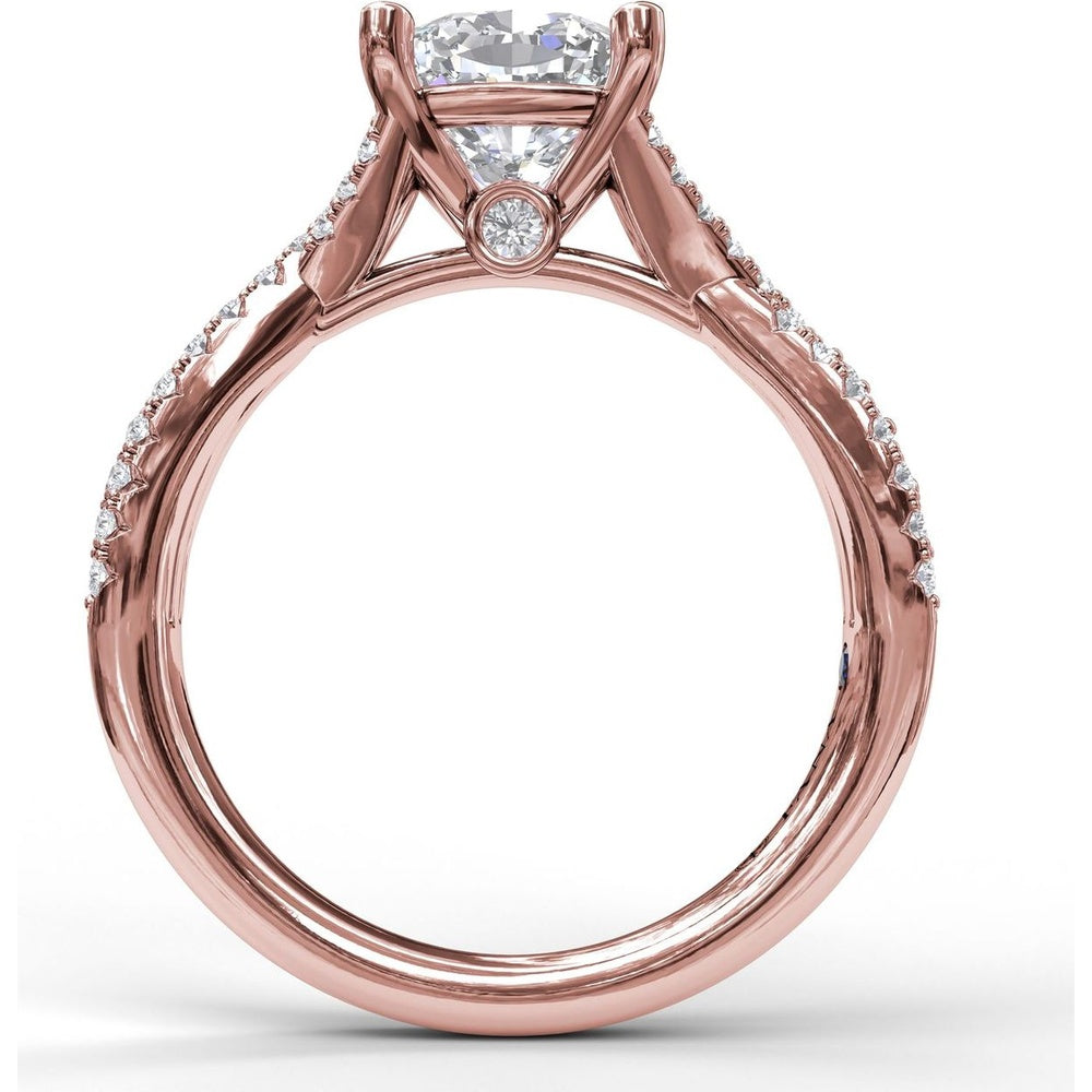 Twisted Split Shank Engagement Ring Setting with Pavé Set Round Diamonds by Fana - 0.40 Carat Total Diamond Weight