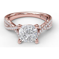 Twisted Split Shank Engagement Ring Setting with Pavé Set Round Diamonds by Fana - 0.40 Carat Total Diamond Weight