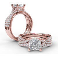 Twisted Split Shank Engagement Ring Setting with Pavé Set Round Diamonds by Fana - 0.40 Carat Total Diamond Weight