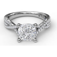 Twisted Split Shank Engagement Ring Setting with Pavé Set Round Diamonds by Fana - 0.40 Carat Total Diamond Weight