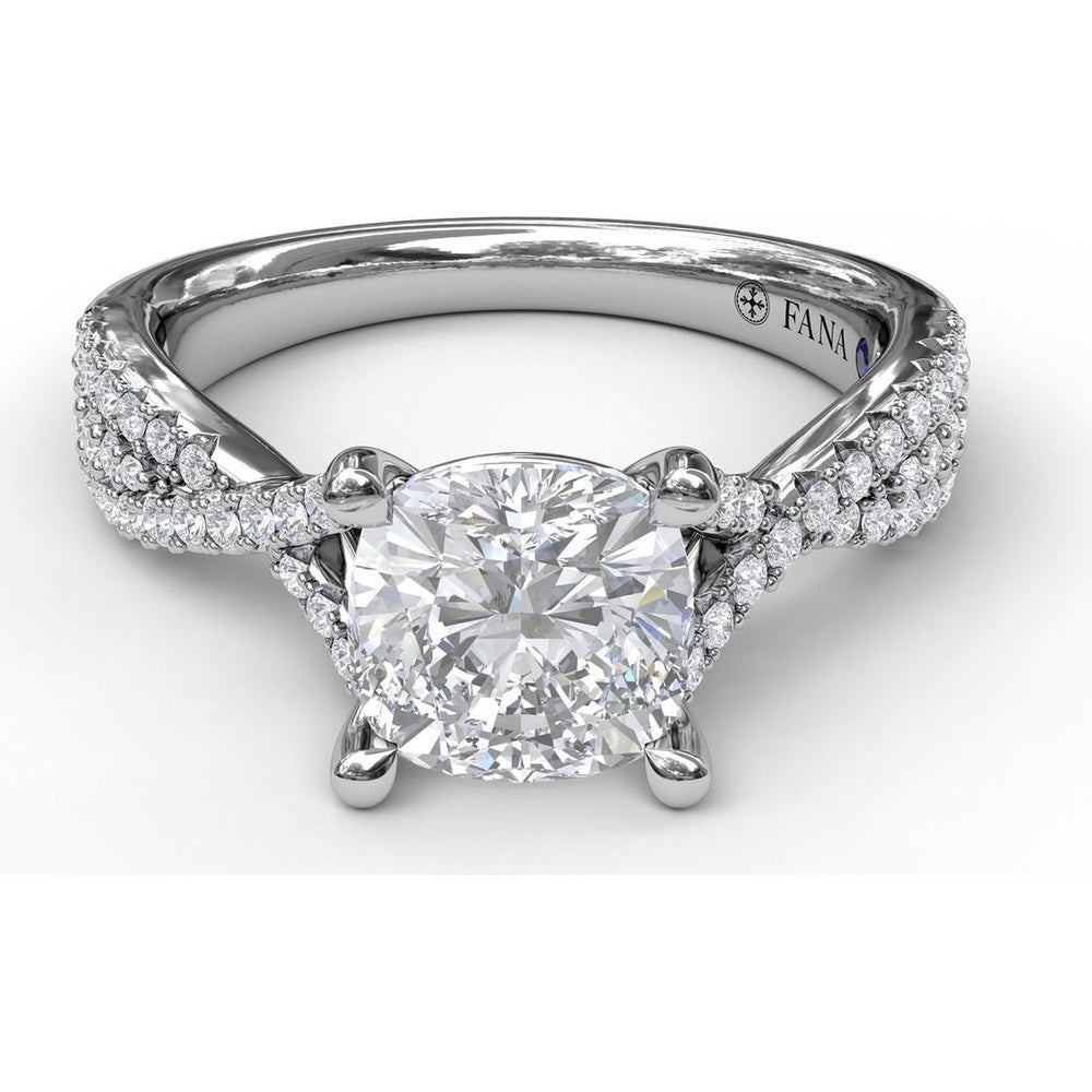 Twisted Split Shank Engagement Ring Setting with Pavé Set Round Diamonds by Fana - 0.40 Carat Total Diamond Weight