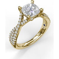 Twisted Split Shank Engagement Ring Setting with Pavé Set Round Diamonds by Fana - 0.40 Carat Total Diamond Weight
