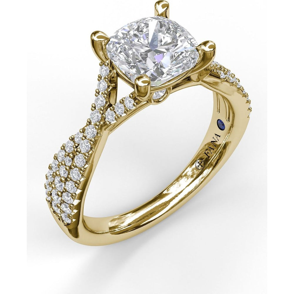 Twisted Split Shank Engagement Ring Setting with Pavé Set Round Diamonds by Fana - 0.40 Carat Total Diamond Weight