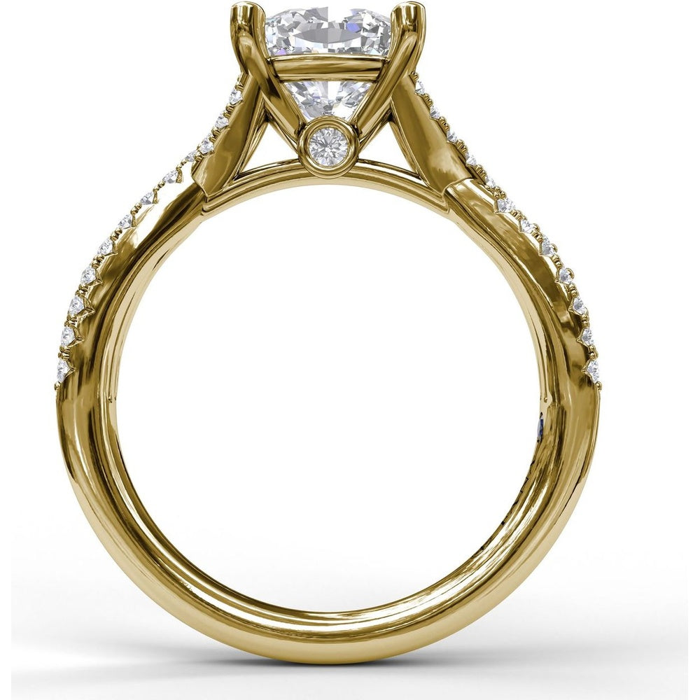 Twisted Split Shank Engagement Ring Setting with Pavé Set Round Diamonds by Fana - 0.40 Carat Total Diamond Weight