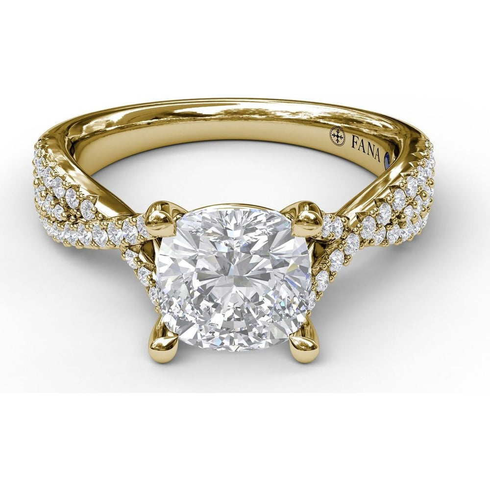 Twisted Split Shank Engagement Ring Setting with Pavé Set Round Diamonds by Fana - 0.40 Carat Total Diamond Weight