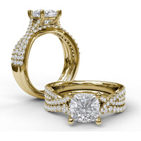 Twisted Split Shank Engagement Ring Setting with Pavé Set Round Diamonds by Fana - 0.40 Carat Total Diamond Weight