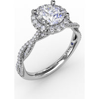 Twisted Split Shank Engagement Ring Setting with Round Diamond Halo by Fana - 0.34 Carat Total Diamond Weight