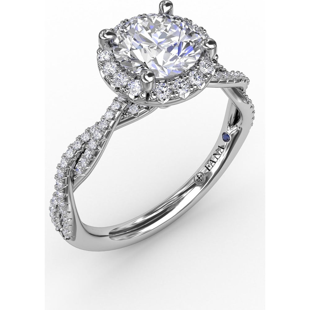 Twisted Split Shank Engagement Ring Setting with Round Diamond Halo by Fana - 0.34 Carat Total Diamond Weight