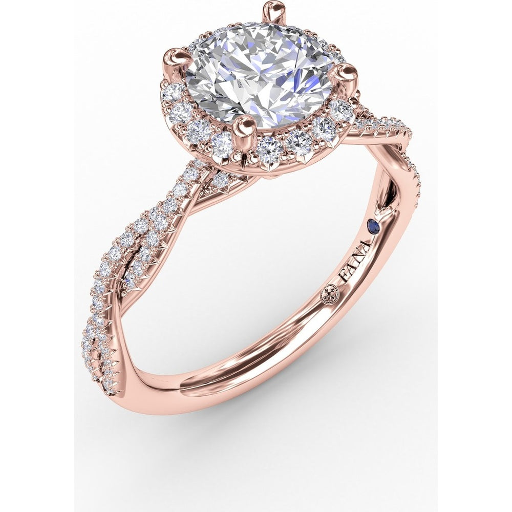Twisted Split Shank Engagement Ring Setting with Round Diamond Halo by Fana - 0.34 Carat Total Diamond Weight