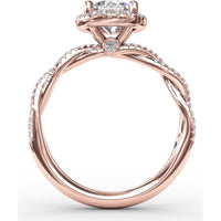 Twisted Split Shank Engagement Ring Setting with Round Diamond Halo by Fana - 0.34 Carat Total Diamond Weight