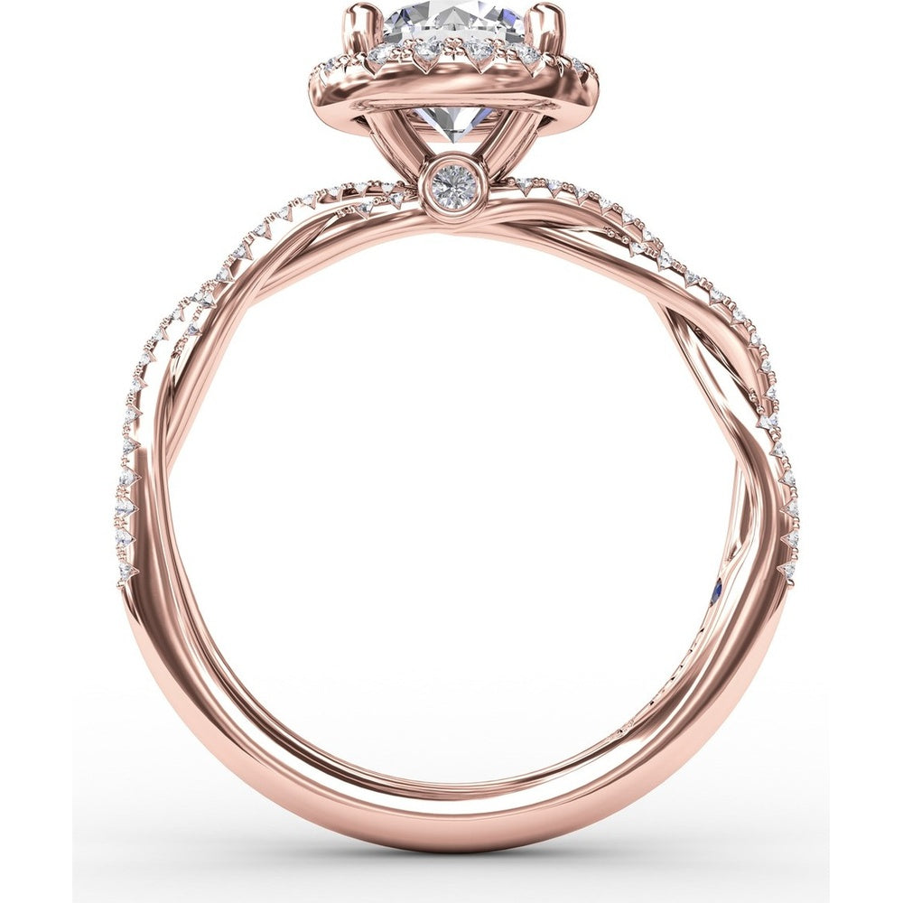 Twisted Split Shank Engagement Ring Setting with Round Diamond Halo by Fana - 0.34 Carat Total Diamond Weight