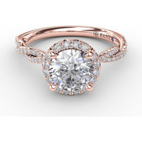 Twisted Split Shank Engagement Ring Setting with Round Diamond Halo by Fana - 0.34 Carat Total Diamond Weight