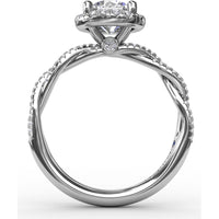 Twisted Split Shank Engagement Ring Setting with Round Diamond Halo by Fana - 0.34 Carat Total Diamond Weight