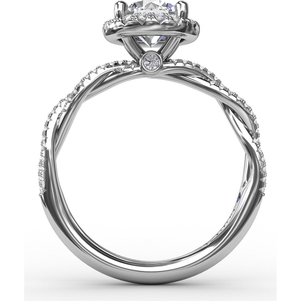 Twisted Split Shank Engagement Ring Setting with Round Diamond Halo by Fana - 0.34 Carat Total Diamond Weight