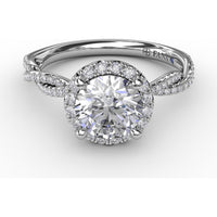 Twisted Split Shank Engagement Ring Setting with Round Diamond Halo by Fana - 0.34 Carat Total Diamond Weight