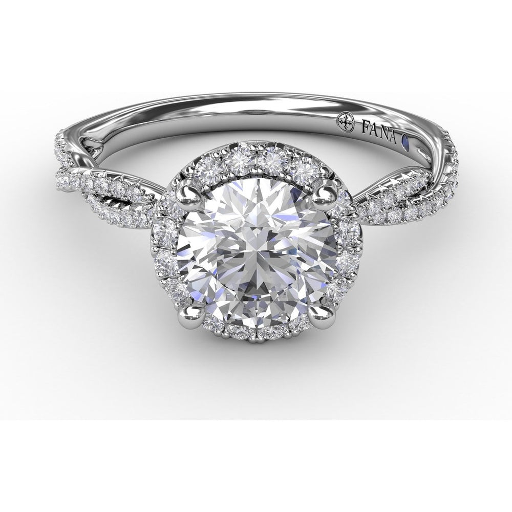 Twisted Split Shank Engagement Ring Setting with Round Diamond Halo by Fana - 0.34 Carat Total Diamond Weight