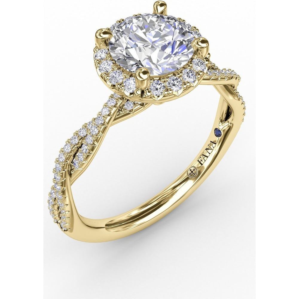 Twisted Split Shank Engagement Ring Setting with Round Diamond Halo by Fana - 0.34 Carat Total Diamond Weight