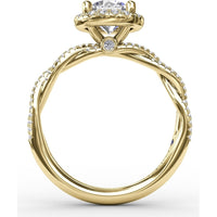Twisted Split Shank Engagement Ring Setting with Round Diamond Halo by Fana - 0.34 Carat Total Diamond Weight