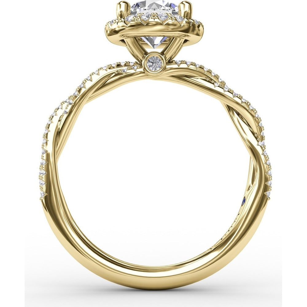 Twisted Split Shank Engagement Ring Setting with Round Diamond Halo by Fana - 0.34 Carat Total Diamond Weight