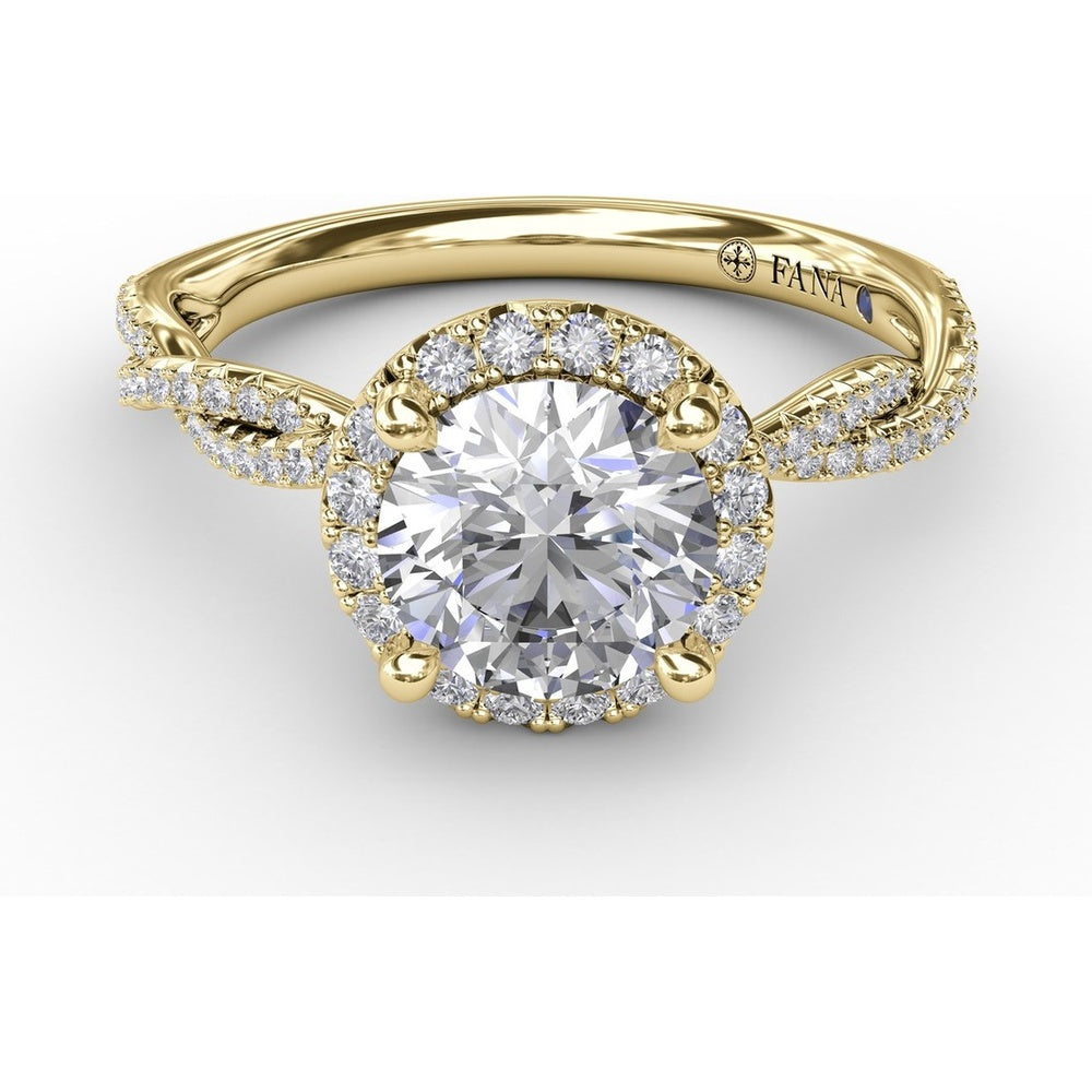 Twisted Split Shank Engagement Ring Setting with Round Diamond Halo by Fana - 0.34 Carat Total Diamond Weight