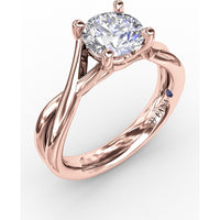Twisted Split Shank Solitaire Engagement Ring Setting with Round Center Stone by Fana