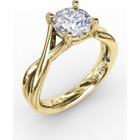 Twisted Split Shank Solitaire Engagement Ring Setting with Round Center Stone by Fana