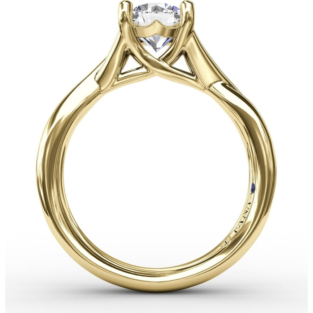 Twisted Split Shank Solitaire Engagement Ring Setting with Round Center Stone by Fana