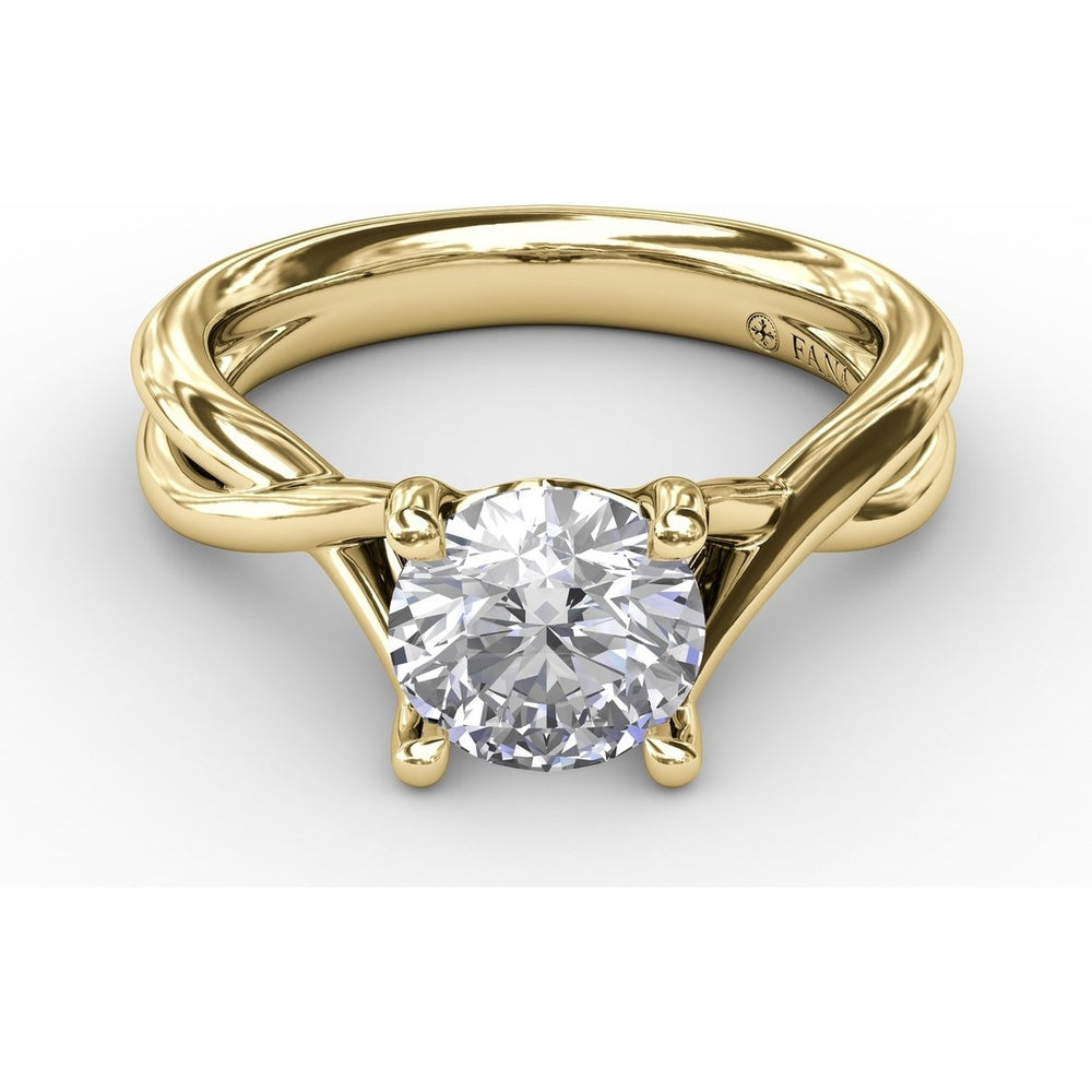 Twisted Split Shank Solitaire Engagement Ring Setting with Round Center Stone by Fana