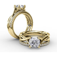 Twisted Split Shank Solitaire Engagement Ring Setting with Round Center Stone by Fana