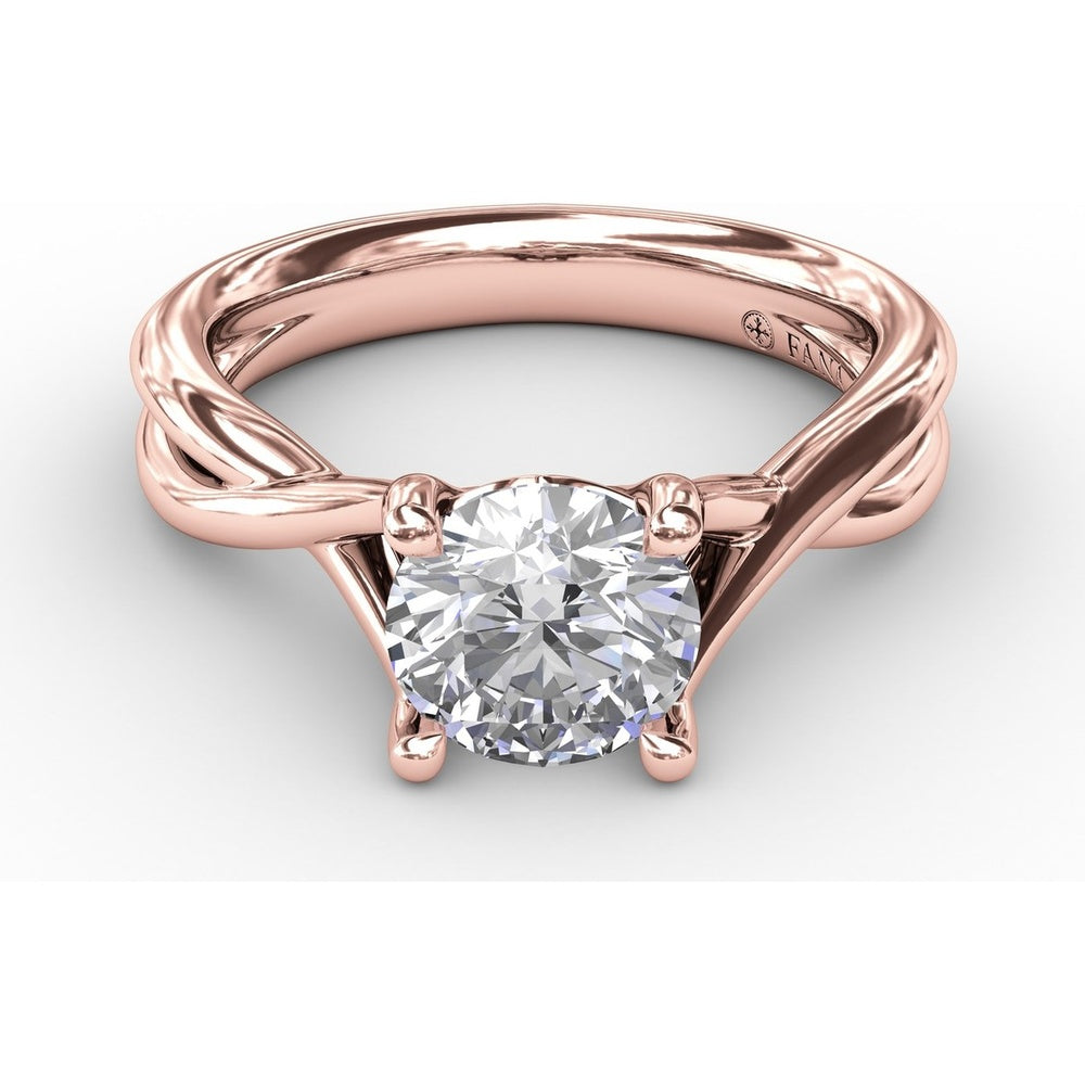 Twisted Split Shank Solitaire Engagement Ring Setting with Round Center Stone by Fana