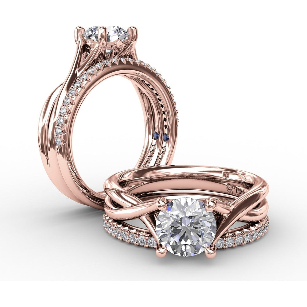 Twisted Split Shank Solitaire Engagement Ring Setting with Round Center Stone by Fana